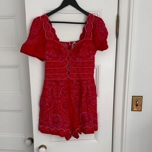 FARM Rio Vibrant Red Floral Romper